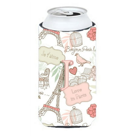 

Caroline s Treasures CJ2002-JTBC Letter J Love in Paris Pink Tall Boy Hugger Tall Boy multicolor