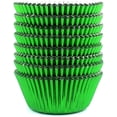 thumbnail image 1 of Standard Green Foil Cupcake Liners Wrappers Metallic Baking Cups, 200-Count (Green), 1 of 8