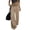 Khaki, variant on Womens Foldover Wide Waistband Wide Leg Pants Solid Waist Patchwork High Rise Full Length Daily Home Beach Resort Casual Wear Trousers