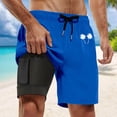 thumbnail image 2 of Shorts de Plage Homme Été Mode Imprimé Noix de Coco Double Couche Intérieure avec Poche Short Homme Bleu m, 2 of 4