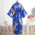 thumbnail image 3 of YWDJ Robes for Women Plus Size Print Blossom Kimono Dressing Gown Bath Robe Lingerie Nightdress Blue, 3 of 4