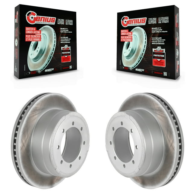 Genius Rear Coated Disc Brake Rotors Pair for Car Ford F-350 Super Duty F-250 F-450 KG-100457
