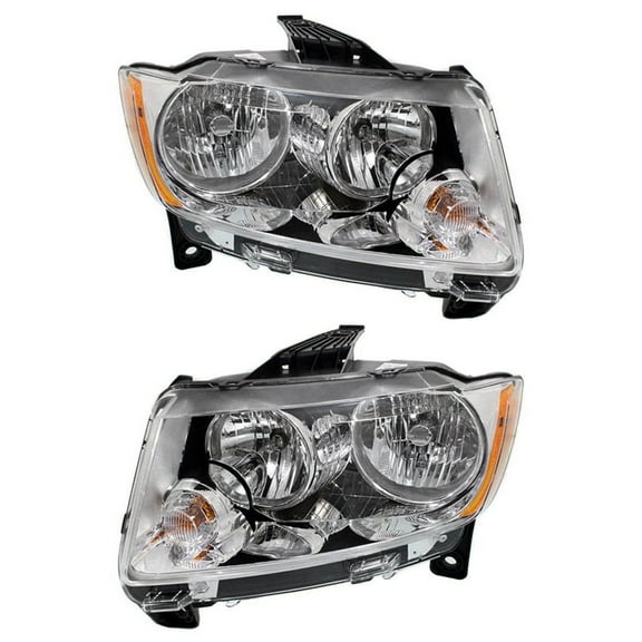 New Pair Of Halogen Headlights Compatible With Jeep Grand Cherokee Overland Limited Sport 2011 2012 2013 By Part Numbers 55079378AF 55079379AF CH2503224 CH2502224