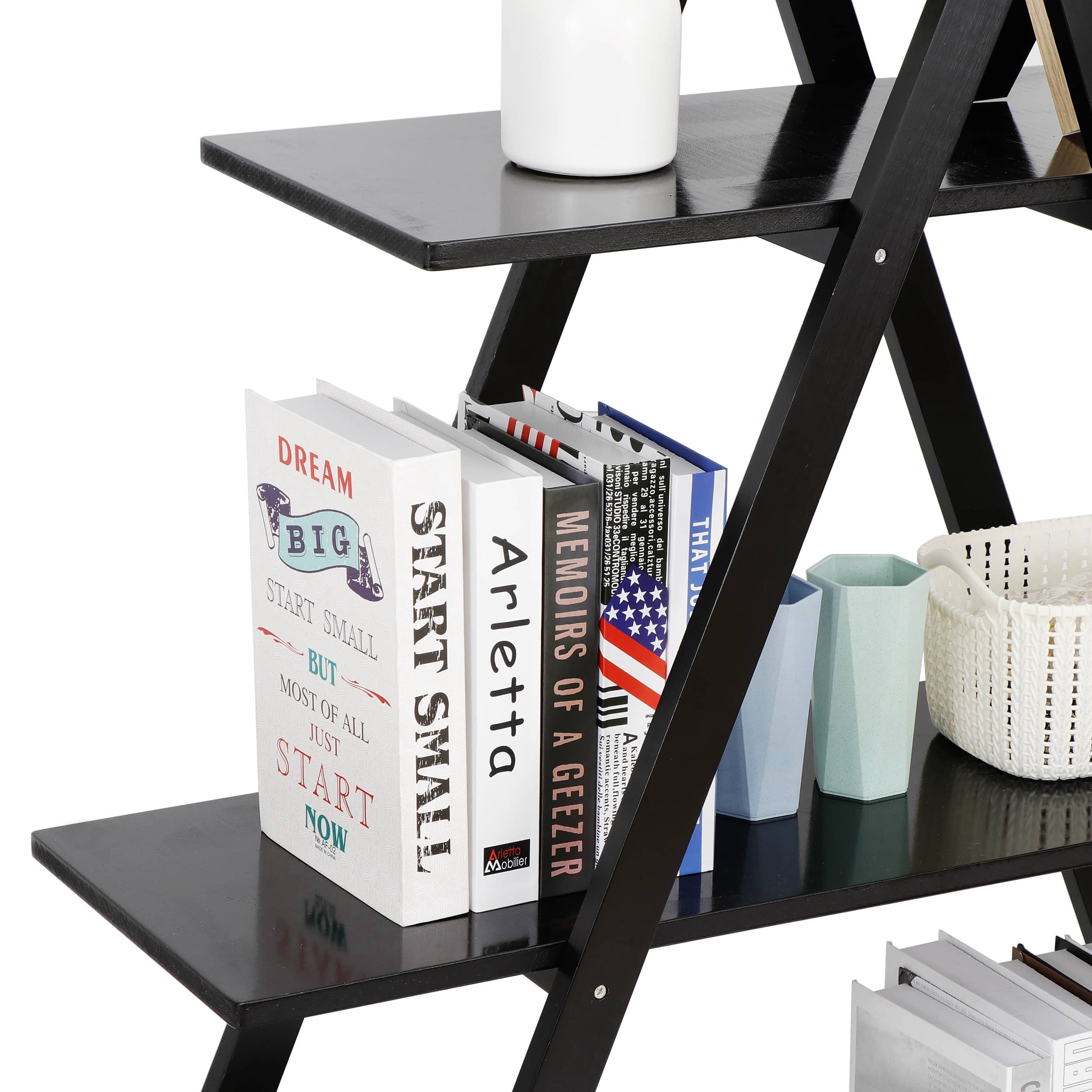 ZENY A Frame Bookshelf Storage 4 Tiers Wood Decoration Bookcases