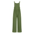 thumbnail image 5 of ZZwxWA Linen Overalls for Women Loose Fit Sleeveless Jumpsuits Straps Bib Overall Baggy Pleated Palazzo Pants with Pockets, 5 of 6