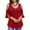 Red, variant on Ichuanyi Womens Shirts , Plus Size Women Bandage Clothing Solid T-Shirt Short Sleeve V-Neck Tops