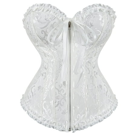 Corsets for Women Overbust Corset Bustiers Top Women Lace Up Lingerie Plus Size White XL