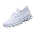 thumbnail image 2 of EKVAHL Women's Knit Upper Running Sneakers, Low Top Non Slip Tennis Sneakers, Solid Color Elastic Fit Athletic Sneakers Lace-Up Walking Shoes for Training Hiking White, 2 of 6