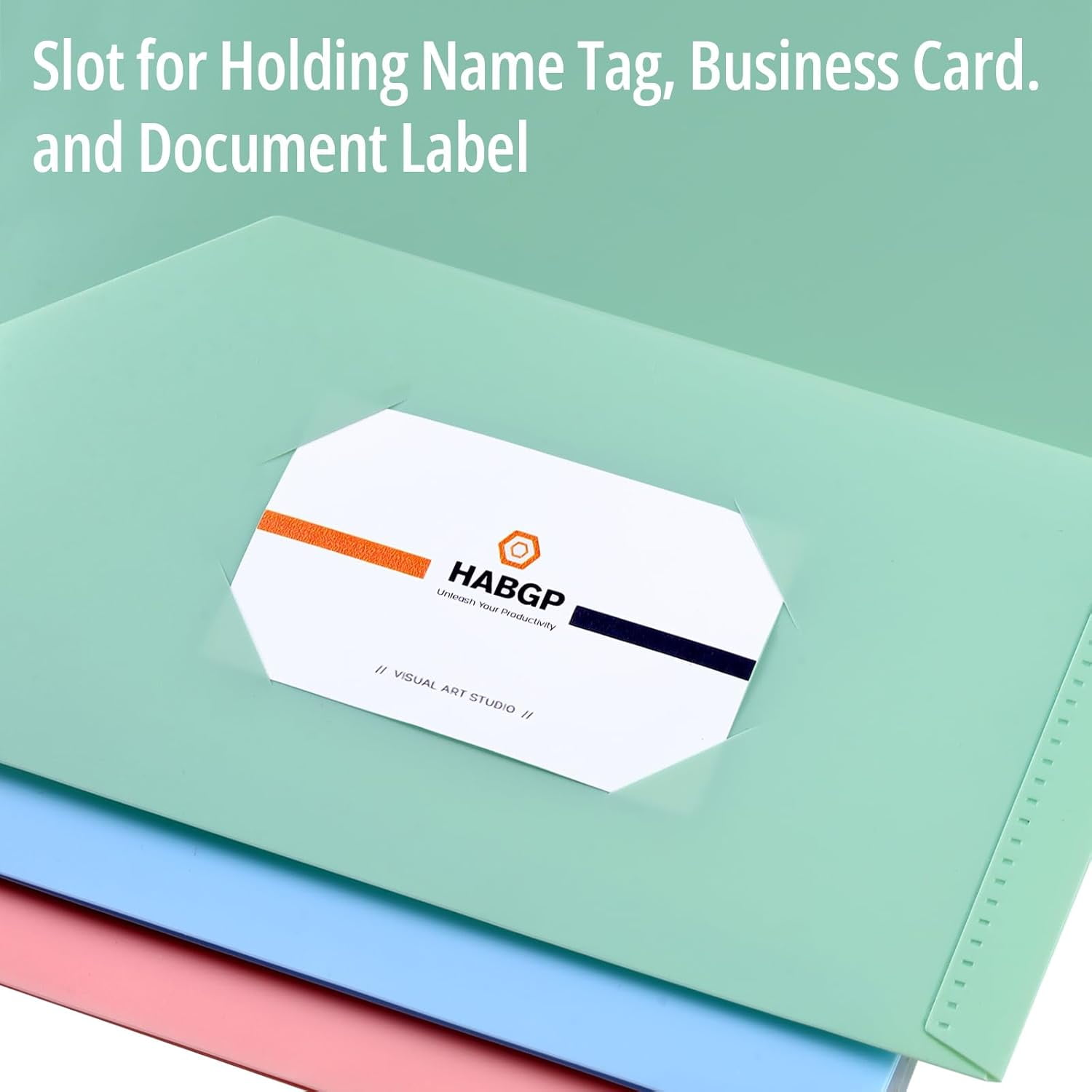 6 Pack Colored File Folders with Pockets and Business Card Holder, Pastel Decorative Pocket Folders for Documents, Cute Plastic Folders for Filing Cabinet, School, Office, Resume Portfolio