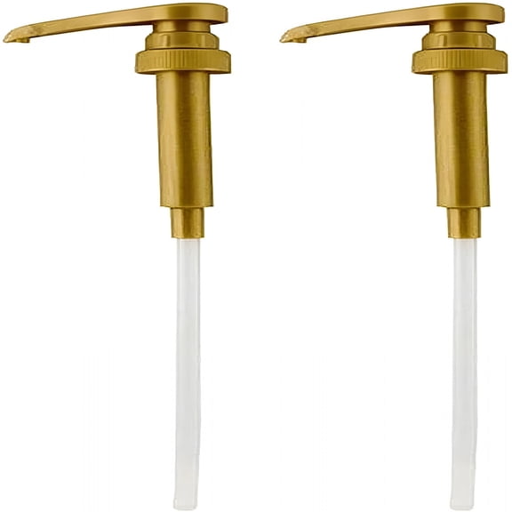 ACDANC Syrup Pump Compatible with Various Brands (Set of 2)-Fits Bottles (25.4 Oz-750Ml) (Gold)