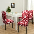 thumbnail image 5 of Red Christmas Chair Covers Set of 4,Winter Christmas Tree Snowflake Elk Chair Protectors,Elastic Removable Washable Dining Chair Covers for Winter Christmas Kitchen Dining Room Holiday Decor, 5 of 6