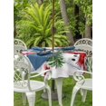 thumbnail image 2 of Outdoor Tablecloth with Umbrella Hole and Zipper, Beige Snowman Christmas Round Table Cloth 54 Inch Waterproof Tablecloth, Xmas Tree Snowflake Winter Birds Picnic Table Cover for Patio Camping, 2 of 7