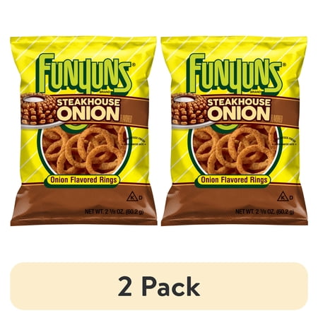 (2 pack) Funyuns Steakhouse Onion Flavored Rings, 2.125 oz Bag