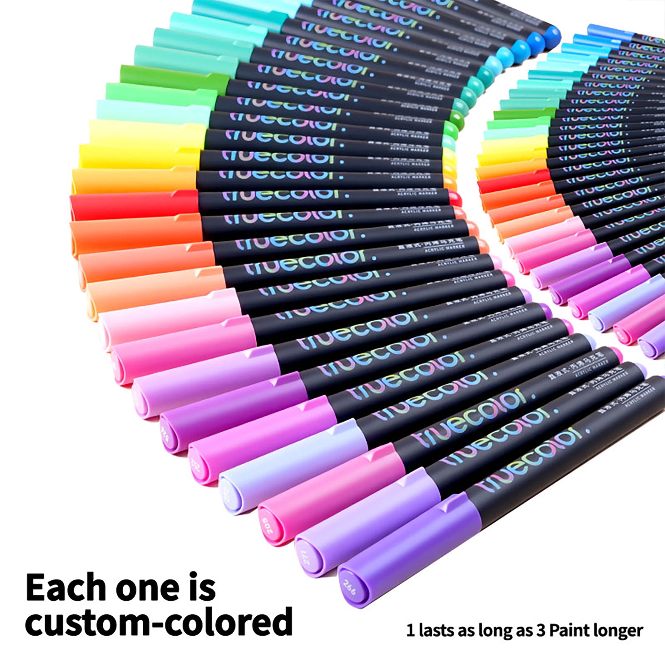 Truecolor Direct-Flow Acrylic Paint Markers, Black Barrel with PP Storage Case ZCA-6888