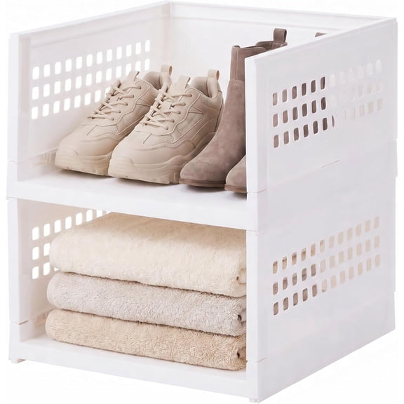 IRIS Modular Folding Stackable Storage organize, White