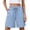 Light Blue, variant on Women's Summer Cotton Linen Blend Solid Color Bermuda Shorts Elastic Waist Drawstring Side Pockets Casual White