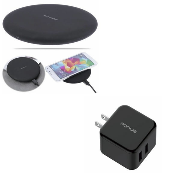 10W Fast Charge Wireless Charger Slim Charging Pad w 30W Adaptive Fast 2-Port Home Wall Plug Travel USB Charger A9D for Nokia 8, Lumia 930 920 1520 1020 - Razer Phone 2 - Samsung Galaxy S9  S9