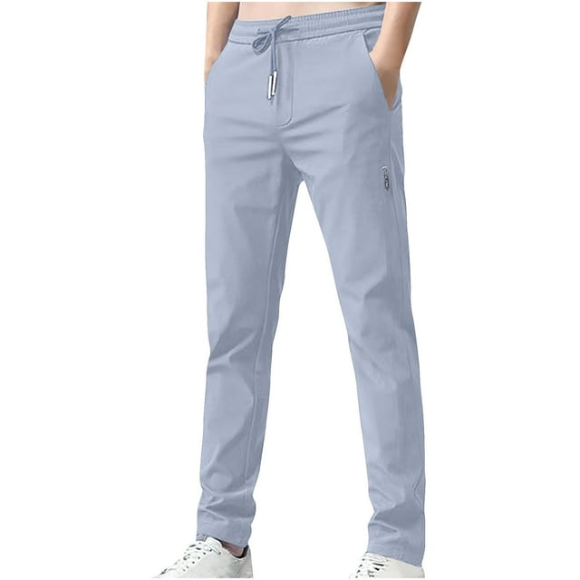 Pisexur Mens Pants Stretch Drawstring Joggers Sweatpants Regular Fit Solid Color Yoga Sweatpants Full Length Open Bottom Gym Trousers Summer Casual Lightweight Lounge Dress Pants with Pockets,M-5XL
