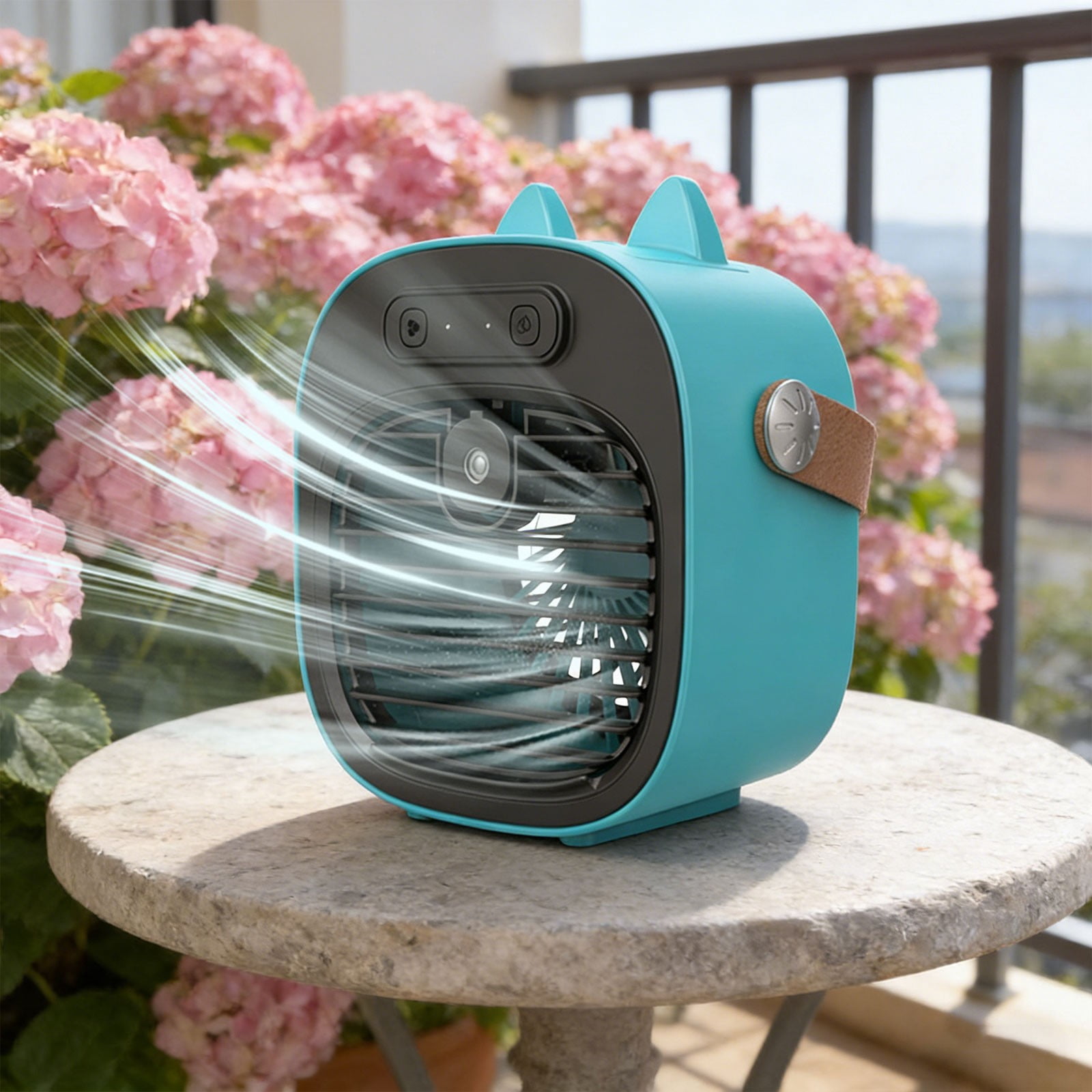 Portable Desktop Air Cooler with Humidifier, Quiet USB Rechargeable Mini Mist Fan with 3 Speeds and 4000mAh Battery, Small Personal Air Conditioner for Office Desk, Bedroom and Travel, 1-Pack