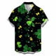 thumbnail image 2 of Ceisia Men's St. Patrick's Day Short Sleeve Shirt Clover Print Regular Straight Fit Green Turn-Down Collar Spring Summer Shirt Gift, 2 of 6