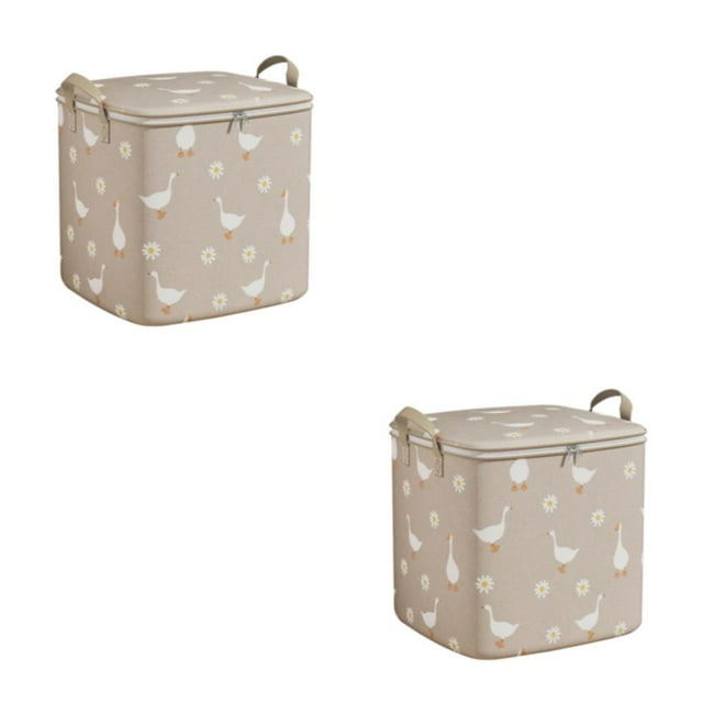 Youkk Blue Portable And Reinforced Storage Bins With Lids For Easy Carrying Can Be Folded For Storage Beige 50*56*50 2Set