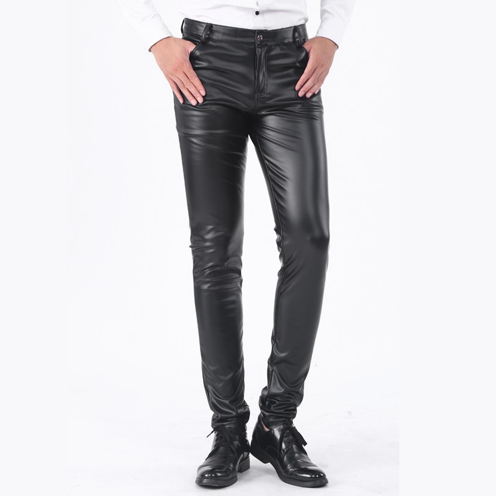 Black Cargo Pants For Men Mens Slim Fitting Leather Pants Leggings ...
