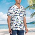 thumbnail image 6 of Uemuo Hawaii Palms Printed Regular Fit Short Sleeve Casual Hawaiian Shirt for Men,Aloha shirt,Tropical shirt,Floral print shirt,Vacation Beach shirt-, 6 of 9