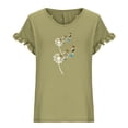 thumbnail image 4 of HAPIMO Women's Trendy Loose Tops Dressy Tunic Clearance V Neck Pullover Elegant Casual Relaxed Blouses for Teen Girls Floral Graphic Summer Tees Ruffle Sleeve Army Green M, 4 of 6