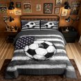 thumbnail image 2 of meiyoeat Vintage Soccer Sport Full Size Comforter Sets for Boys, American Flag Bedding Comforter Set, Grey White, Black Reversible, 3pcs, 1 Comforter and 2 Pillowcases, 2 of 6