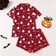 thumbnail image 3 of Likimi Kids Toddler Girls Halloween Pajamas Set Short Sleeve Hallowmas Ghost Print Lapel Button Down Pjs Tops With Shorts For Party Fashionable Homewear, 3 of 8