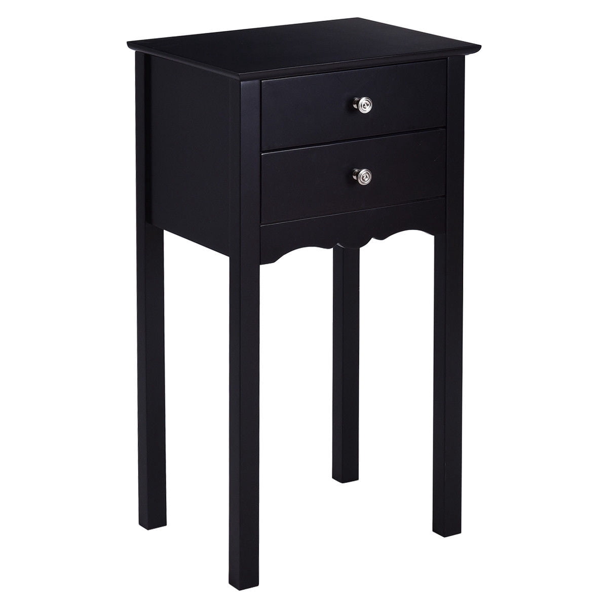 Gymax 2 PCS Side Table End Accent Table Night Stand W/ 2 Drawers Black