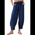 thumbnail image 1 of Pantalones Rectos Holgados Informales de Algodón y , Color Azul Oscuro, Talla XXXL, 1 of 5