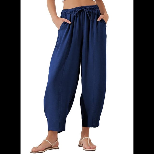 Pantalones Rectos Holgados Informales de Algodón y , Color Azul Oscuro, Talla XXXL