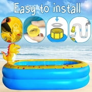 Inflatable Swimming Pool for s with Sprinkler, 67x41x32in Family Size Backyard Summer Water Play