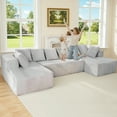 thumbnail image 3 of LiviNest Modular U-Shaped Sectional Sofa: 130-inch 4-Seater with Reversible Chaise & Plush Corduroy Fabric - Large Comfortable Couch for Family Living Room & Home Relaxation, 3 of 6