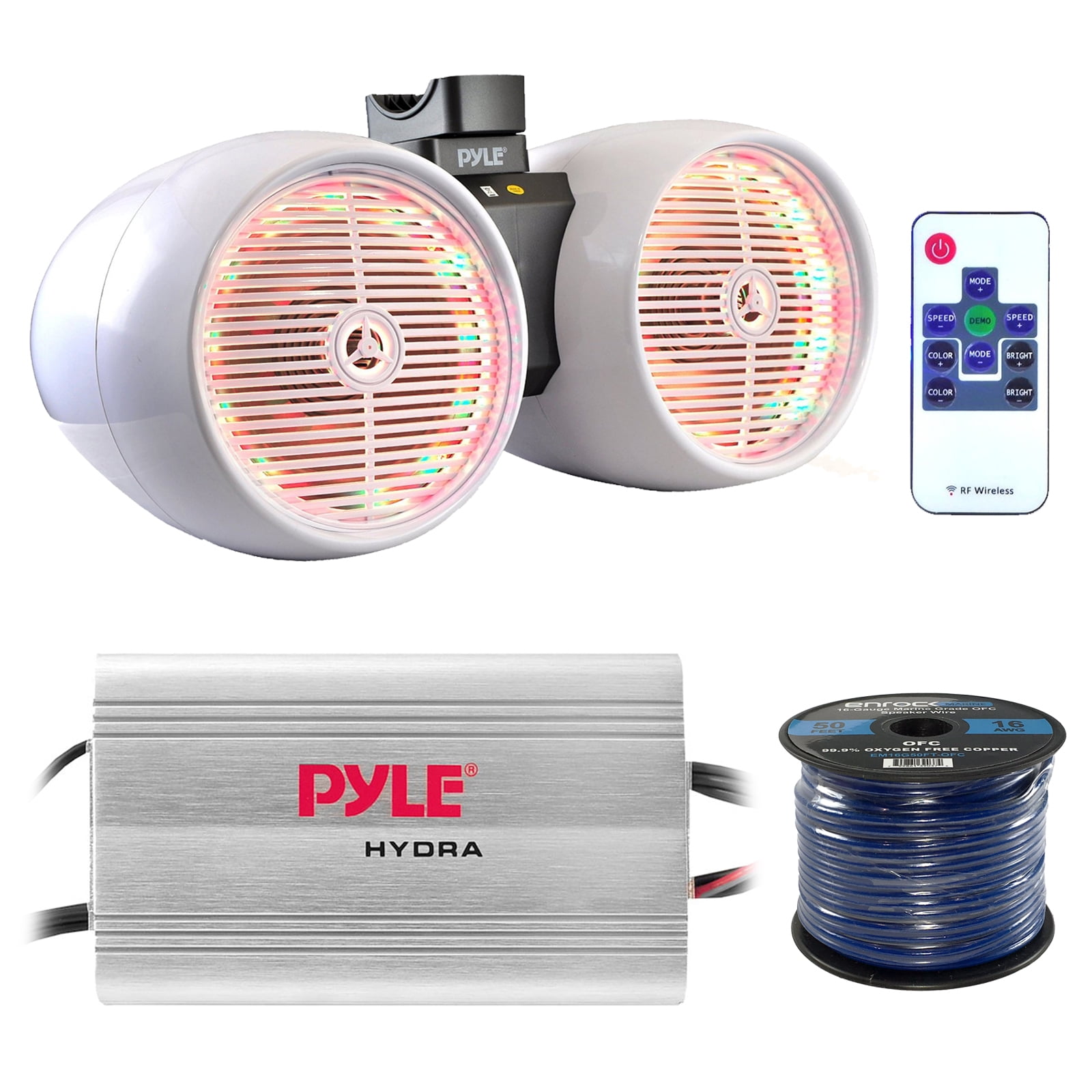 Marine Speaker And Amp Combo Pyle PLMRMP3A 4 Channel 1200 Watt