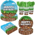 thumbnail image 1 of Green and Brown Party Decorations Mini Pixel Paper Plates and Napkins Video Game Themed Birthday Party Decorations Tableware Set for Kids Birthday Decor Serves 24, 1 of 8