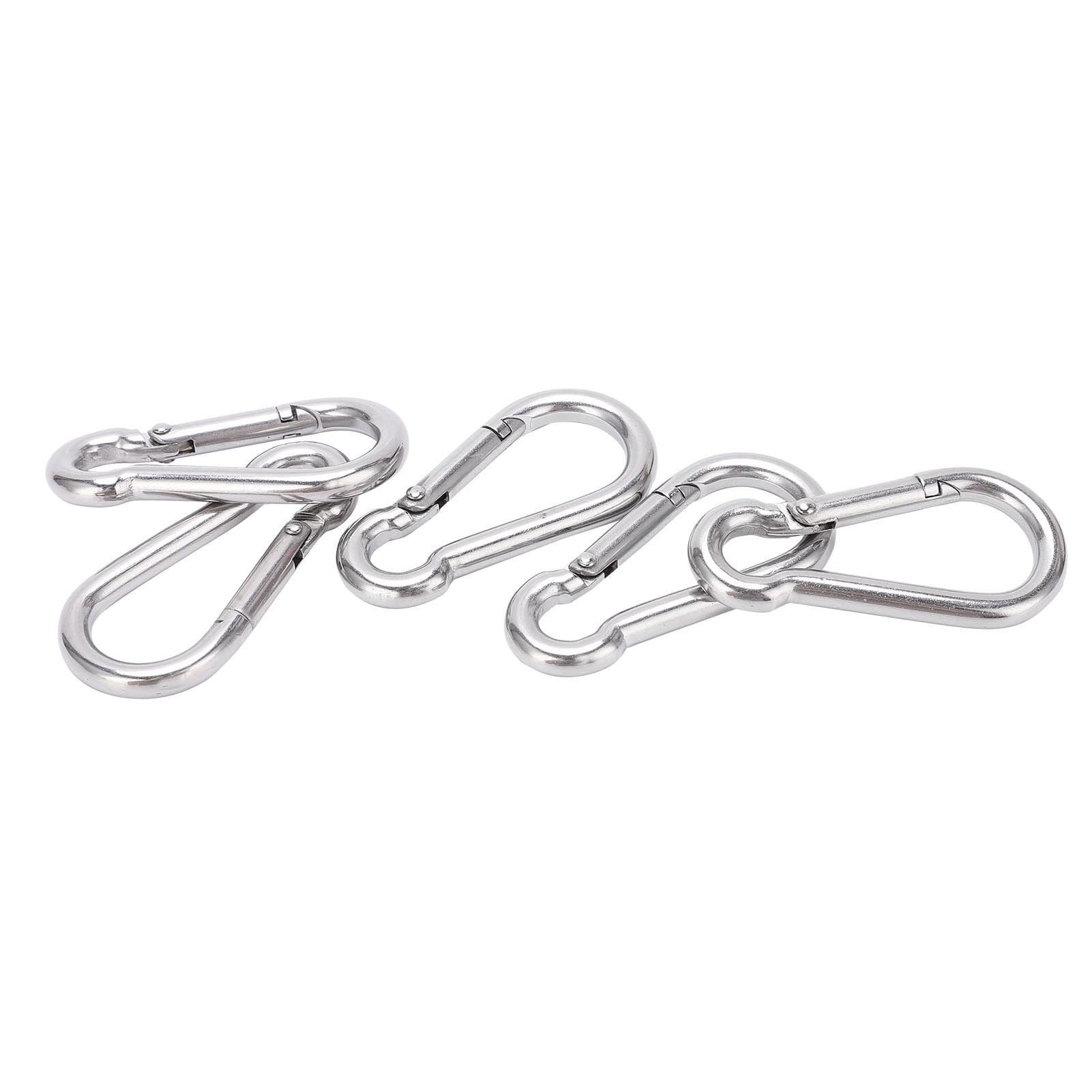 5pcs 50mm Small Carabiner Clip Stainless Steel Heavy Duty Spring Snap Hook Parts 