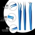 thumbnail image 3 of 6-Piece Lash Eyelash Extension Tweezer Set - Stainless Steel, Straight & Curved Tip Tools for Women Eyelash Extensions (Black, Blue), 3 of 7