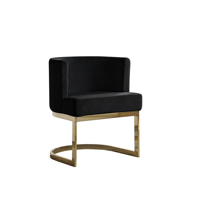 Fauteuil d'Appoint en Velours Noir avec Base Chromée Dorée - 1 Fauteuil