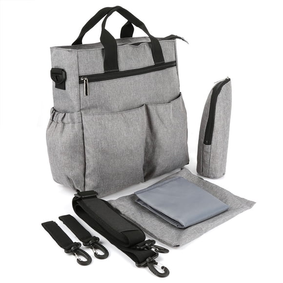 Bolsa de pañales Insular Baby, gran capacidad, con suspensión oblicua y carrito portátil para mamá (gris)