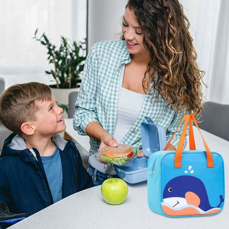 Kids Insulated Lunch Bag for Girls and Boys, Bento Box, Toddler Lunch Box  for Daycare Snack Bag for School Picnic Cooler Tote Bag Easy Clean Fabric 