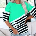 thumbnail image 2 of Cmfcve Sweatshirt for Women Striped Contrast Casual Tunic Tops Crew Neck Long Sleeve Pocket Loose Pullover, 2 of 6