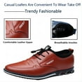 thumbnail image 2 of Men's Casual Loafers Leather Comfortable Outdoor Breathable Oxfords Lightweight Driving Moccasin Business Dress Shoes Orange 7 US, 2 of 7