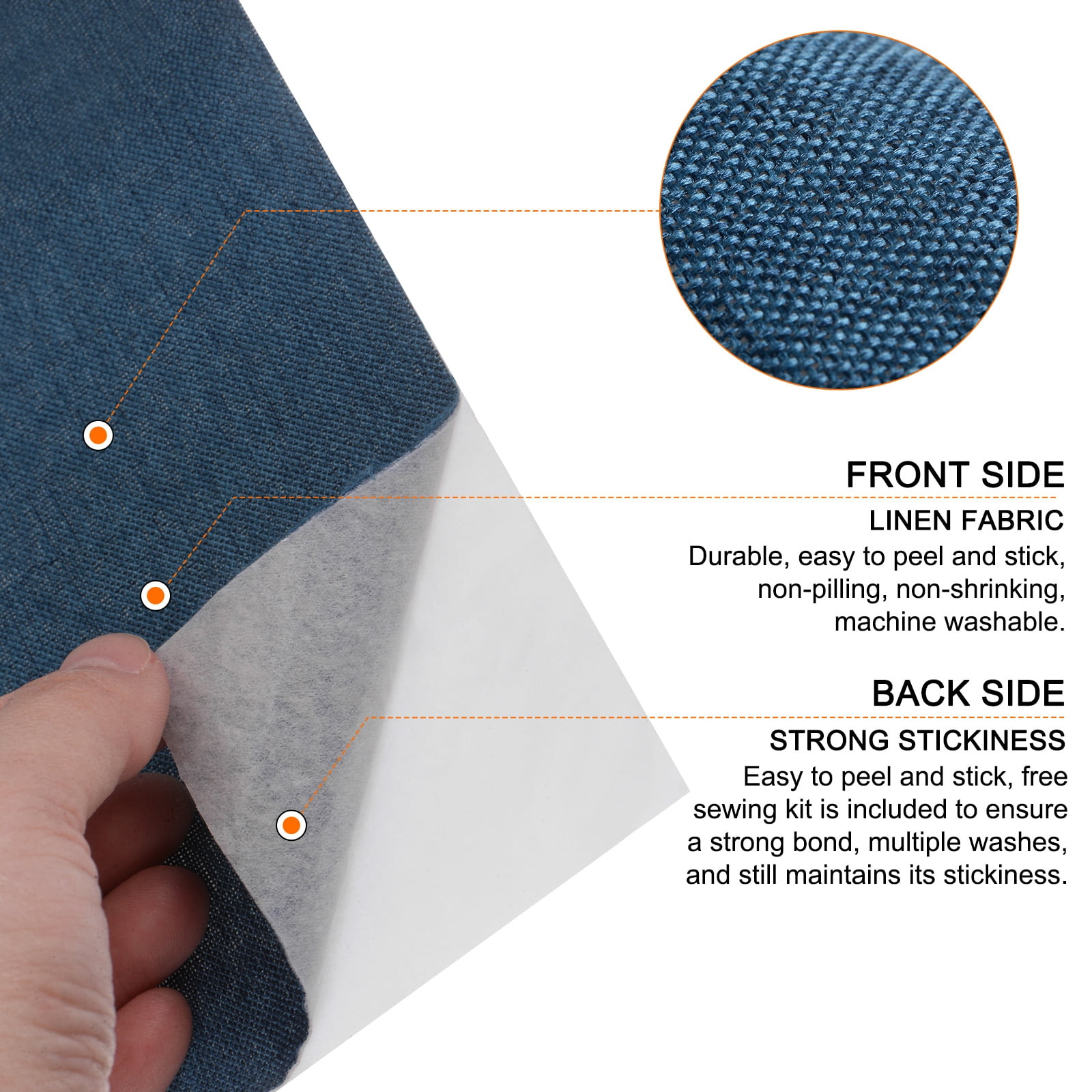 Uxcell Linen Repair Patches Self-Adhesive Fine Linen Couch Fabric Patches Tape Can Be Used for Furniture Dark Blue 3"x118"