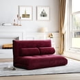 thumbnail image 2 of Lazy Sofa Seat, Adjustable Folding Futon Sofa with Metal Frame, Video Gaming Sofa with Two Pillows, Comfy Floor Sofa Couch Lounge Sofa for Bedroom Living Room Balcony Apartment, Burgundy, 2 of 11