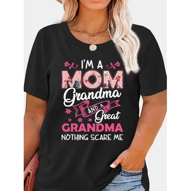 Letter MOM Print T-Shirt, Casual Short Sleeve Top For Spring & Summer, Women's Clothing Tee For Adult, Men, Women, Teen, Teenager, Adolescent, Youth