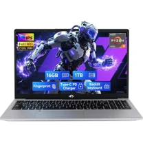 15.6" IPS FHD Gaming Laptop: AMD Ryzen 5 6600H 6-Core (Beats i7-1165G7), 16GB DDR5 RAM, 1TB SSD, Radeon 660M. Features 100W USB-C, Backlit Keyboard, Fingerprint Reader & Windows 11.