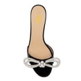 thumbnail image 3 of FSJ Women Sexy Rhinestones Bowknot Round Open Toe Heeled Sandals Crystal Block Chunky Mid Heel Backless Bride Mules Wedding Dress Shoes Size 8 Black, 3 of 5