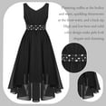 thumbnail image 7 of Linjinx Kids Girls Sleeveless V Neck Junior Bridesmaid Dresses Asymmetrical Hem Chiffon Birthday Black 16, 7 of 7